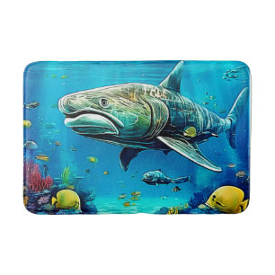 Alfombrilla De Baño Arte de tiburón depredador oceánico