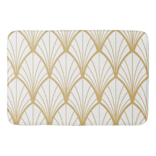 Alfombrilla De Baño arte deco, bello,patrón de ventilador, dorado,bla