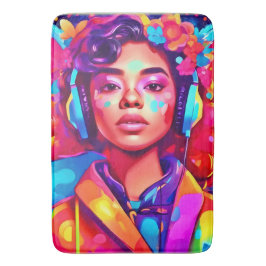 Alfombrilla De Baño Arte digital de dama funky