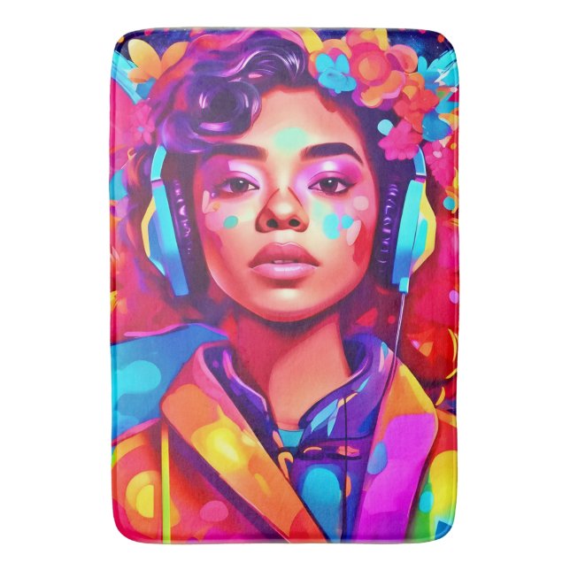 Alfombrilla De Baño Arte digital de dama funky (Frente vertical)