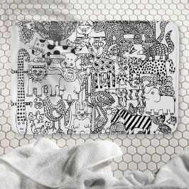 Alfombrilla De Baño Arte en negro y blanco de animales salvajes dibuja