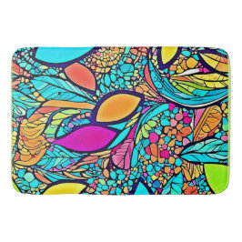 Alfombrilla De Baño Arte floral abstracto colorido