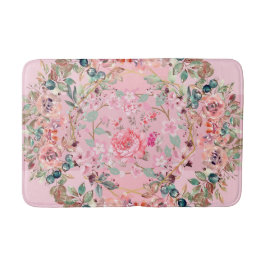 Alfombrilla De Baño Arte floral, guirnalda floral rosa