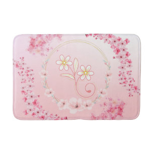 Alfombrilla De Baño Arte floral rosado, bendición primaveral