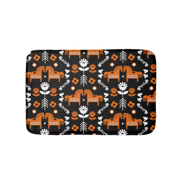 Alfombrilla De Baño Arte folclórico escandinavo de caballos (Anverso)