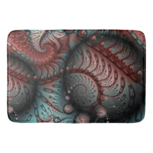 Alfombrilla De Baño Arte fractal de fantasía vívida abstracta marrón a