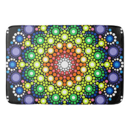 Alfombrilla De Baño Arte Fractal Floral Dotado Retro Mandala