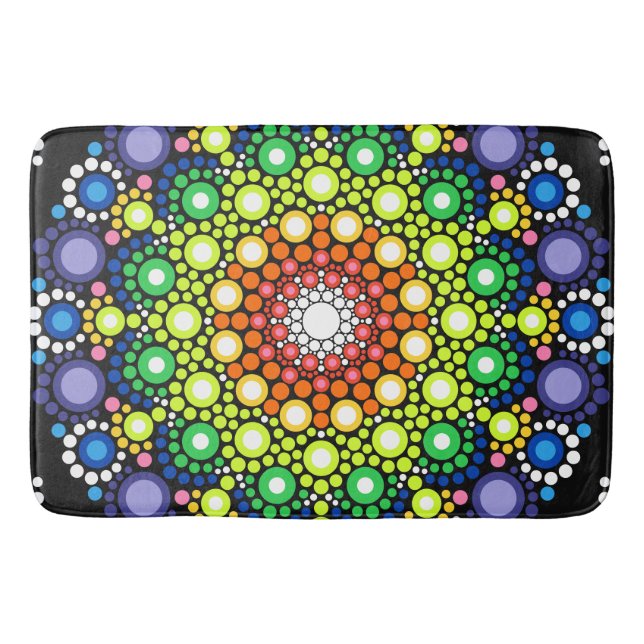 Alfombrilla De Baño Arte Fractal Floral Dotado Retro Mandala (Anverso)