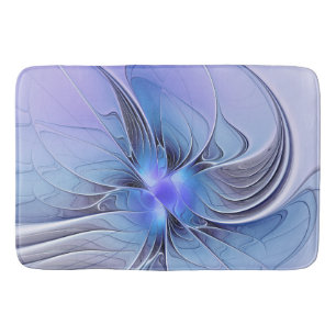 Alfombrilla De Baño Arte fractal moderno abstracto lavanda azul