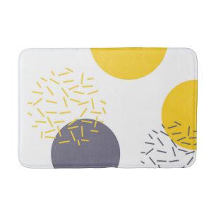 Alfombrilla De Baño Arte geométrico amarillo, fresco, moderno, de mod