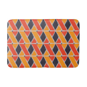 Alfombrilla De Baño Arte geométrico de trazo de busco amarillo, rojo,