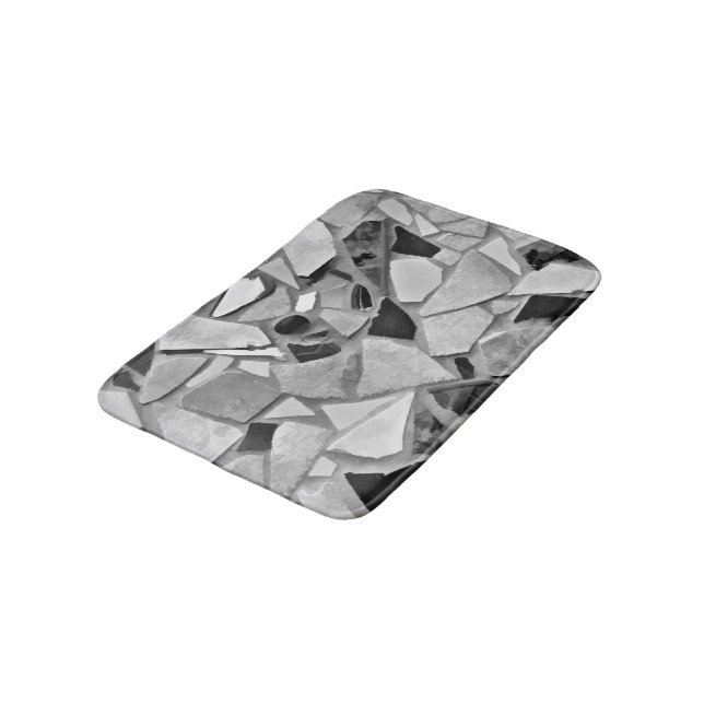 Alfombrilla De Baño Arte negro, blanco y gris de la foto del terrazo (Angular)