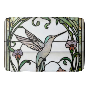 Alfombrilla De Baño Arte nuevo elegante de vitral de colibrí