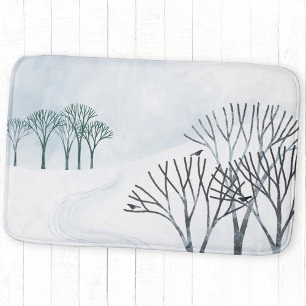 Alfombrilla De Baño Arte paisajístico de nieve de invierno