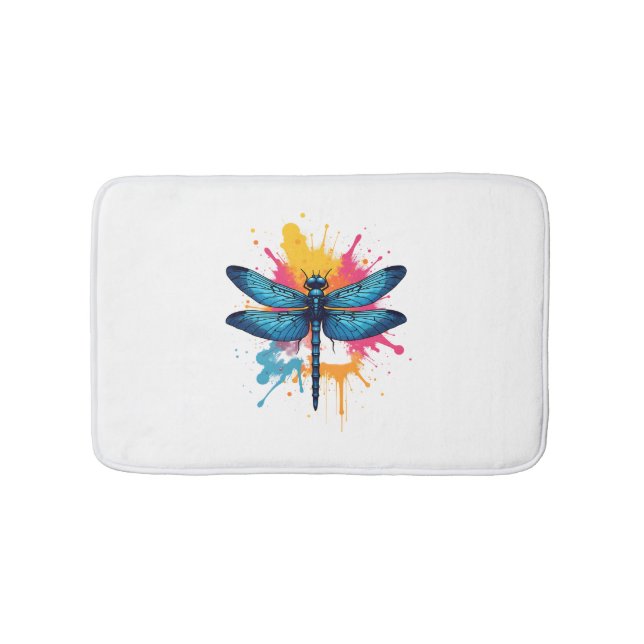 Alfombrilla De Baño Arte pop artístico colorido pintado Dragonfly (Anverso)