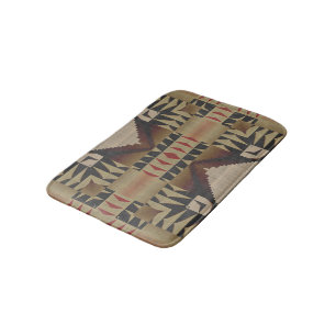 Alfombrilla De Baño Arte Tribal Negro Rojo Marrón Taupe Oscuro