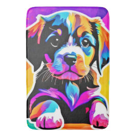 Alfombrilla De Baño Arte vibrante de cachorro