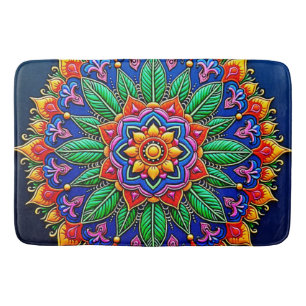 Alfombrilla De Baño Artesanía Vibrante de Mandalas