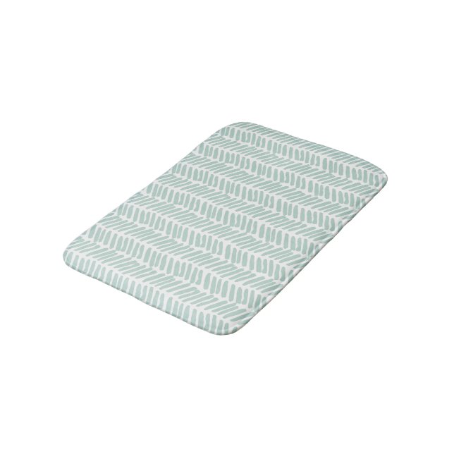 Alfombrilla De Baño Artsy Seaglass Ocean Green White Zigzag Strips (Angular)