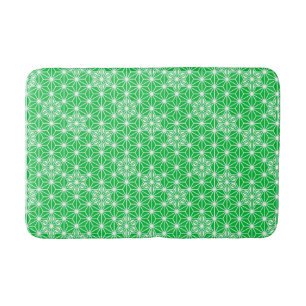 Alfombrilla De Baño Asanoha japonés o patrón estelar - verde jade
