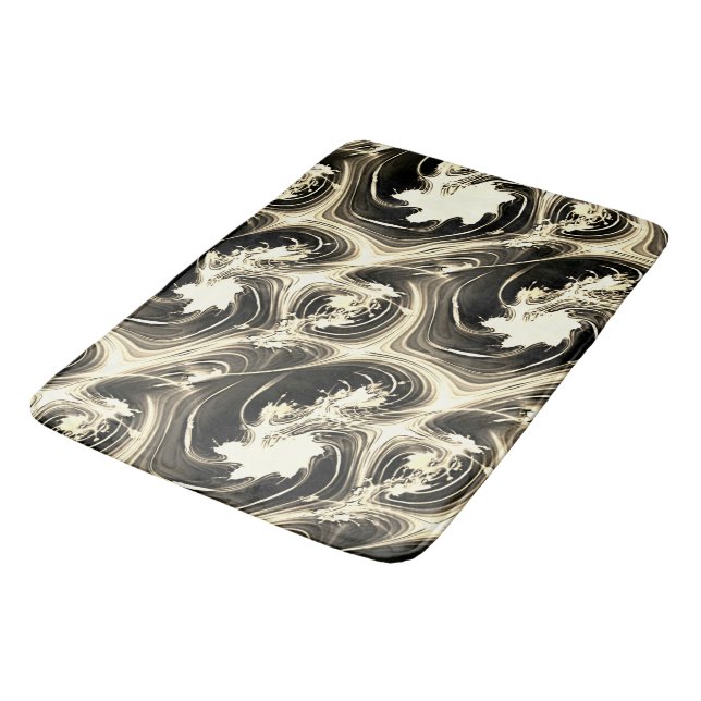 Alfombrilla De Baño Aspecto fractal torcido de trazos luminosos de col (Angular)