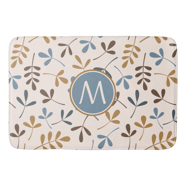 Alfombrilla De Baño Asstd Leaves Ptn Blues Brwn Gld Crm (Personalizado (Anverso)