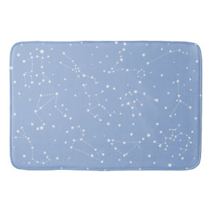 Alfombrilla De Baño Astrología Azul Pastel Blanco Estrellas Constelaci
