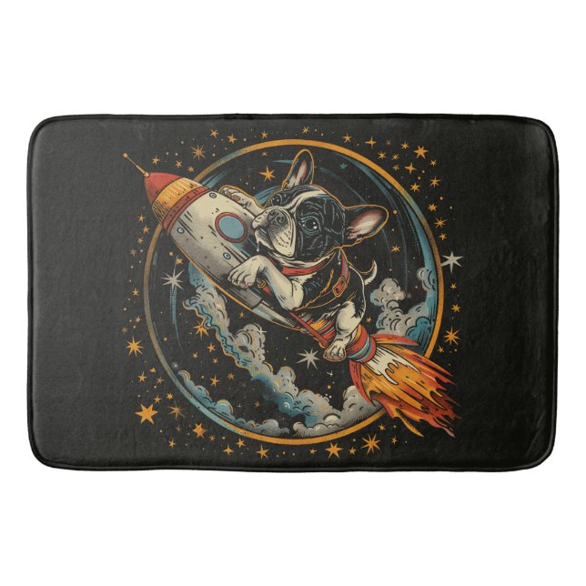 Alfombrilla De Baño Astronauta de Bulldog francés (Anverso)