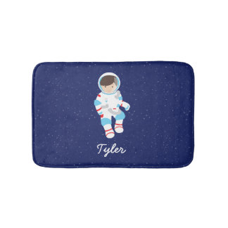 Alfombrilla De Baño Astronauta del pelo de Brown en espacio