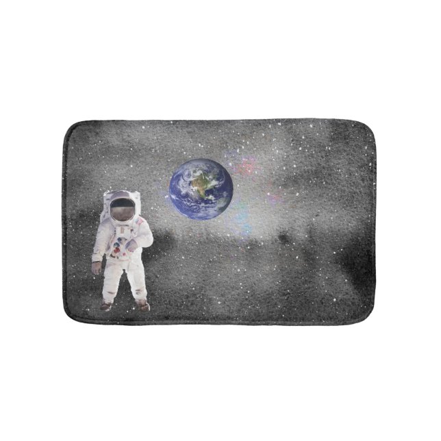 Alfombrilla De Baño Astronauta en el espacio ultraterrestre viendo el  (Anverso)