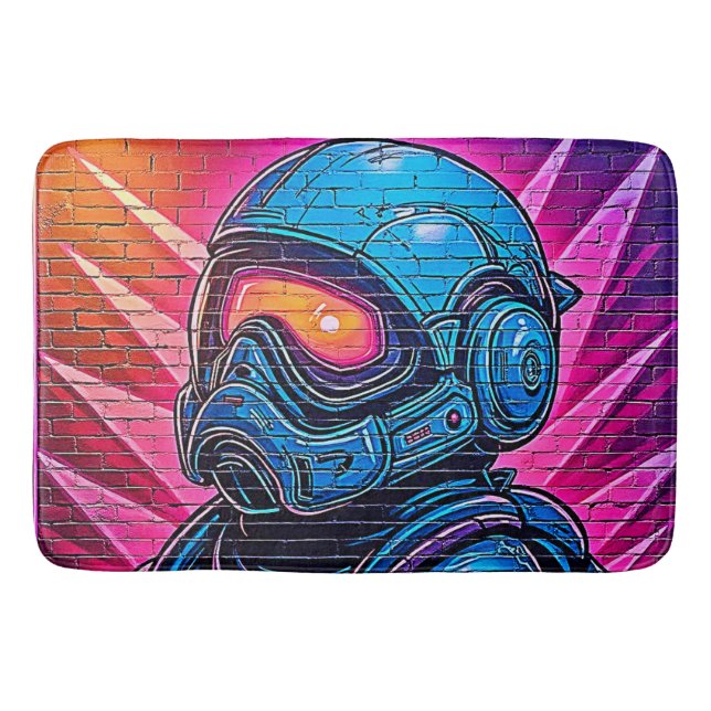 Alfombrilla De Baño Astronauta Neon Cyberpunk (Anverso)