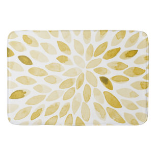 Alfombrilla De Baño Ataques de pincel amarillo acuarela
