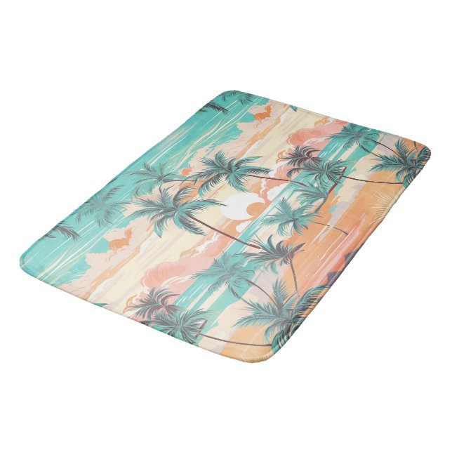 Alfombrilla De Baño Atardecer en Playa Tropical (Angular)