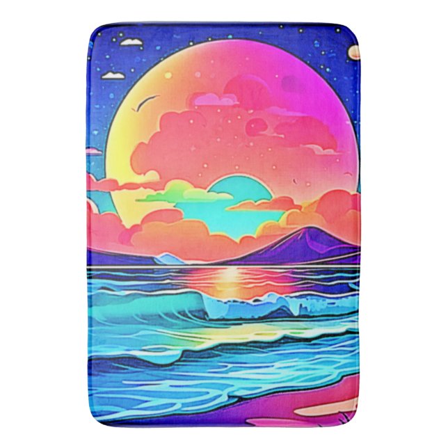 Alfombrilla De Baño Atardecer Marítimo Vibrante (Frente vertical)