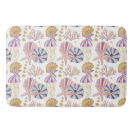 Alfombrilla De Baño Atlantismo Seashell Azul Púrpura Océano Rosa Náuti