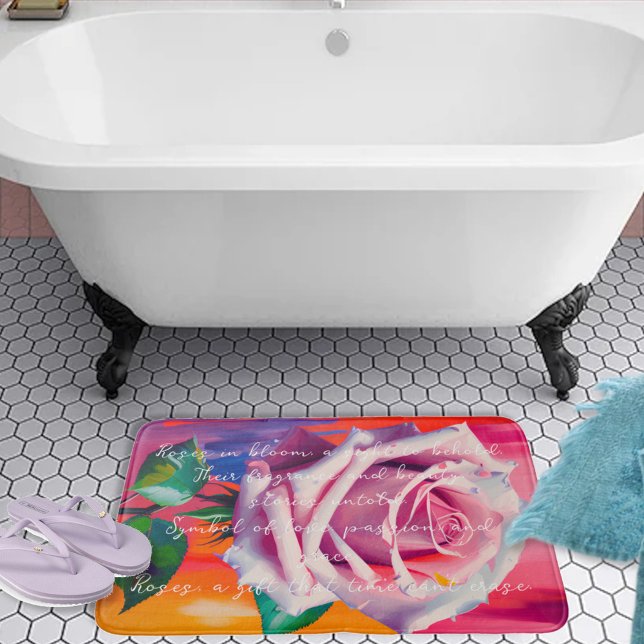 Alfombrilla De Baño Audaz rosa rosado en poema de arte bohemio (Subido por el creador)