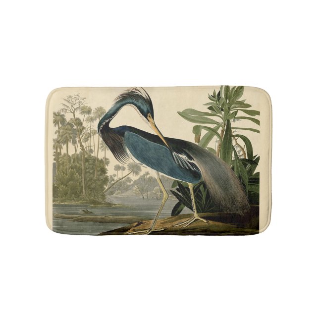 Alfombrilla De Baño Audubon Louisiana Heron Birds America Art (Anverso)