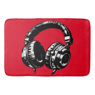 Alfombrilla De Baño Auriculares de Música Negros DJ