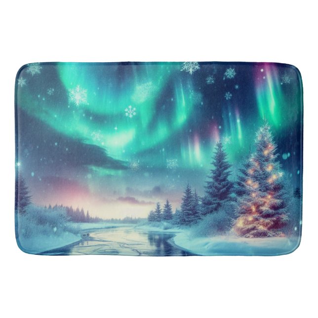 Alfombrilla De Baño aurora borealis/Navidades/invierno (Anverso)