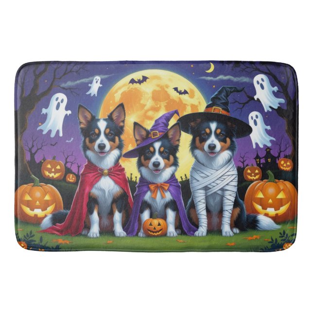 Alfombrilla De Baño Australia Kelpies Dogs Calabaza Halloween Funny (Anverso)