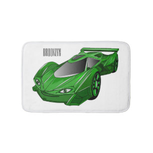 Alfombrilla De Baño Autobús deportivo verde con ilustracion aéreo