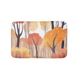 Alfombrilla De Baño Autumn Fall Foliage Forest Watercolor Leaves