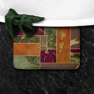 Alfombrilla De Baño Autumn Luxury   Mármol geométrico de tono de joyas