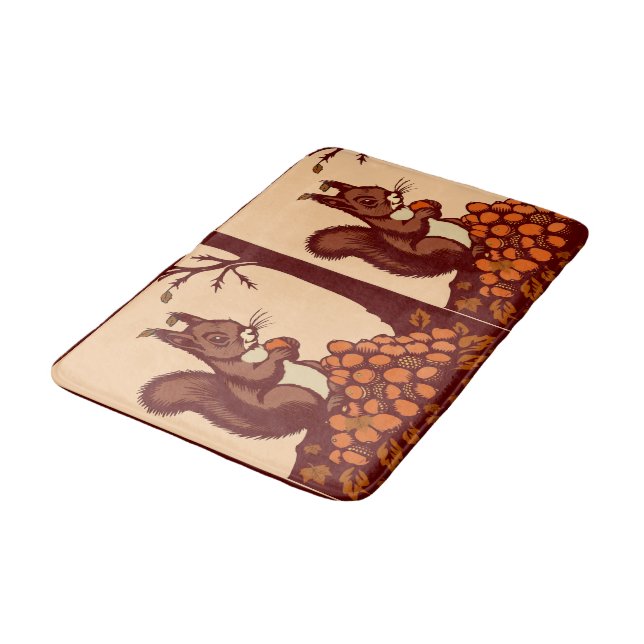 Alfombrilla De Baño 🐿️ Autumn Squirrel Bath Mat - Bathroom Floor Deco (Angular)
