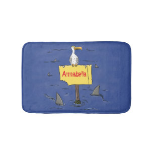 Alfombrilla De Baño Ave marina divertida rodeada por un personalizado 