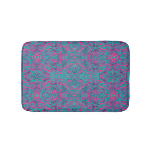 Alfombrilla De Baño Aves Arabescos Bohemias Turquesa Morado Fuchsia