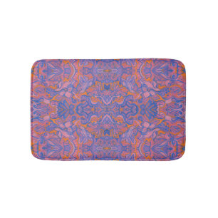 Alfombrilla De Baño Aves Arabesque Oriental Bohemian Naranja Azul