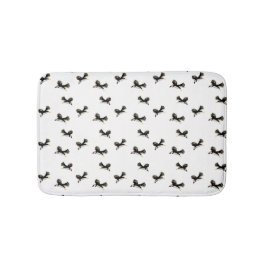 Alfombrilla De Baño Aves Art Flying Puffins, Black White Pattern
