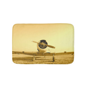 Alfombrilla De Baño Avión antiguo amarillo dorado