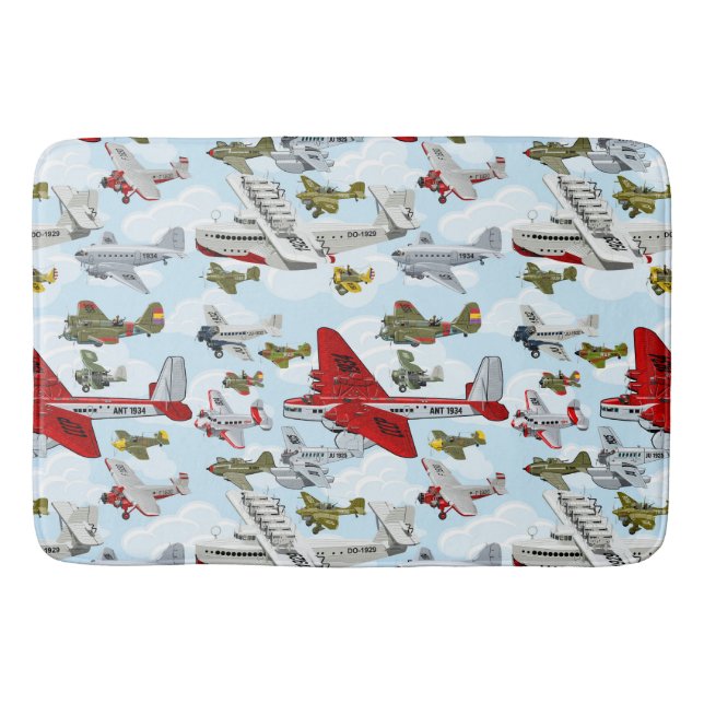 Alfombrilla De Baño Aviones retro personalizado (Anverso)